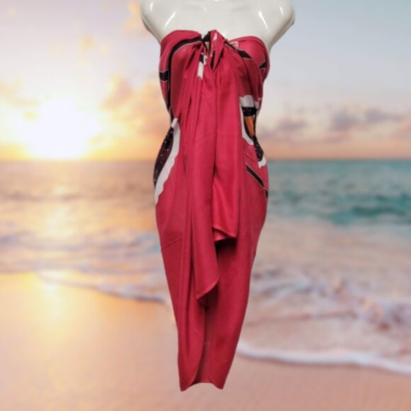 Cover Up Handpainted Cotton Batik Coverups Strapless Dress Wrapskirt Home Accent - Picture 4 of 4